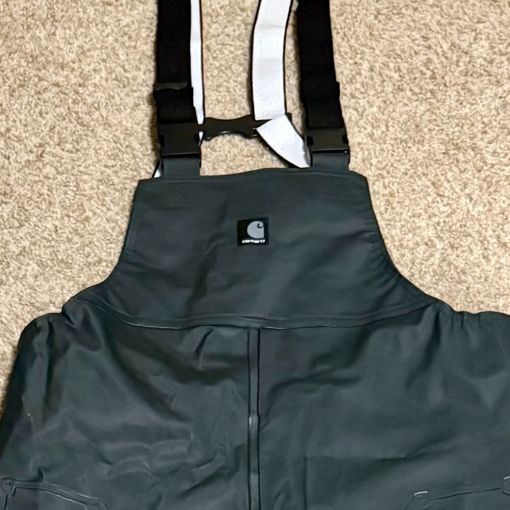 Carhartt PVC Rain Storm Bib Overalls Waterproof Green Men's Medium TALL New